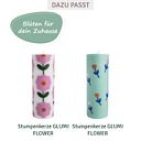 Vorschaubild Stumpenkerze GLUMI FLOWER in Türkis 20 cm aus Stearin