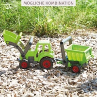 Traktor Kunststoff Holz Gemisch - verzinkte Stahlachsen grün