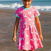 Flatterkleid kurzarm mit Alloverprint 