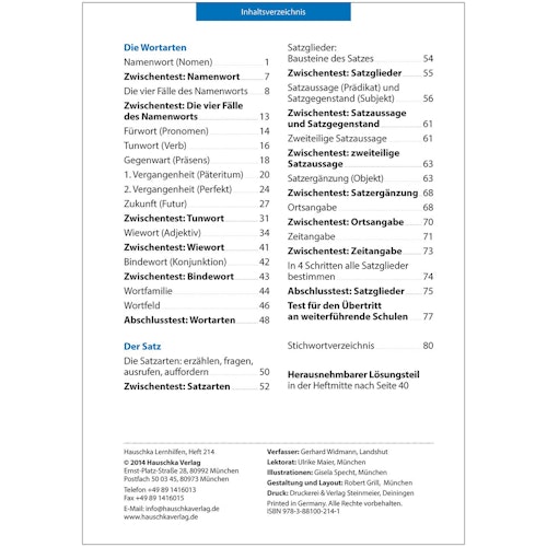 Deutsch Grammatik Übungsheft 4. Klasse