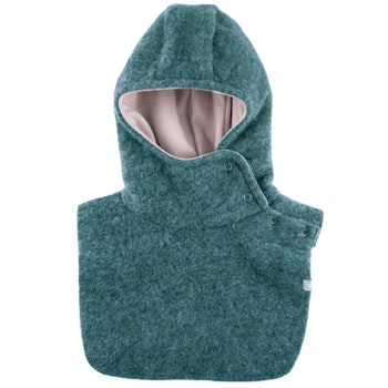 Warme Wollfleece Schlupfhaube petrol
