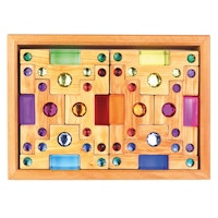 Farbtreppe mit Lichtbauquadern 32 Stück im Holzrahmen