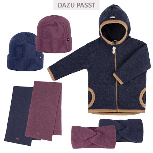 Onesize Kinder Erwachsenen Beanie Merino-Kaschmir pflaume