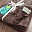 Vorschaubild Edle Babydecke gestrickt braun Biobaumwolle 80 x 100 cm