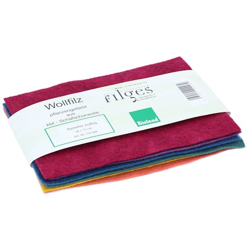 Bastelfilz bunt – Bio Wollfilzplatten 6 Stück 20x15cm