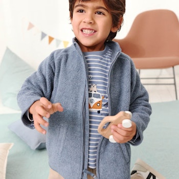 Weiche Fleecejacke rauchblau melange