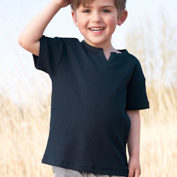 Edles T-Shirt Waffelstruktur navy