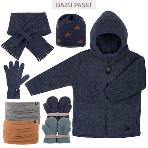 Schurwolle Fleece Jacke Kapuze