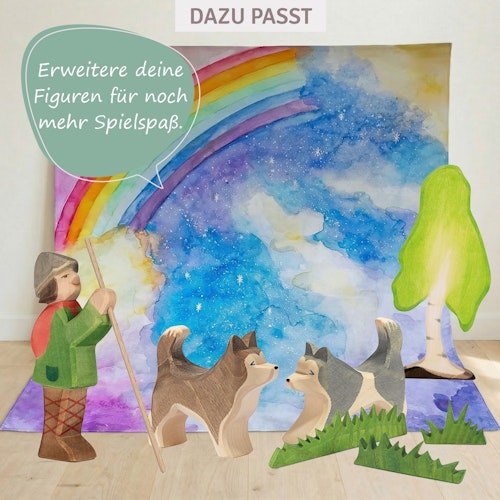 Schlittenhund stehend Holzfigur 7 cm