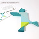 Vorschaubild Tangram mit Holzrahmen türkis, 7 Teile im Holzrahmen