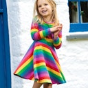 Vorschaubild Mädchen Kleid langarm Regenbogen-Optik