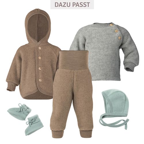 Wollfleece Babymütze bergblau 50/56