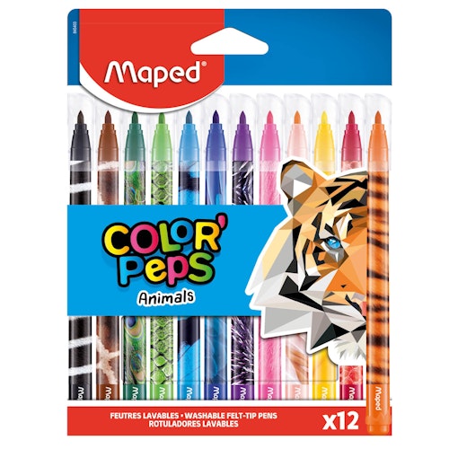 12 Filzstifte ANIMALS abwaschbar 2,8mm Spitze