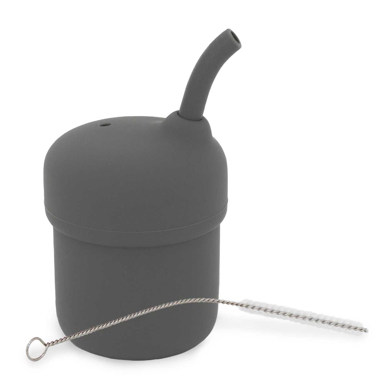 Trinkhalmbecher Silikon 150 ml grau