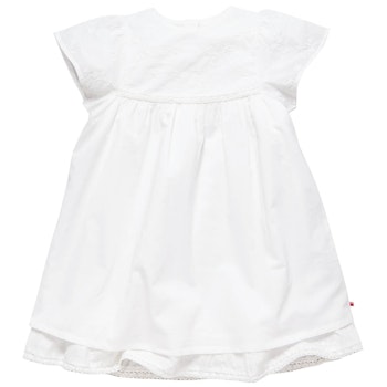 Edles gewebtes Kleid kurzarm weiß
