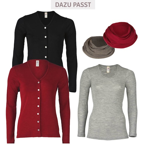 Damen Wolle Seide Langarmshirt