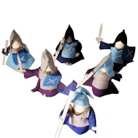 6 Ritter Holzpuppen zum Biegen blau