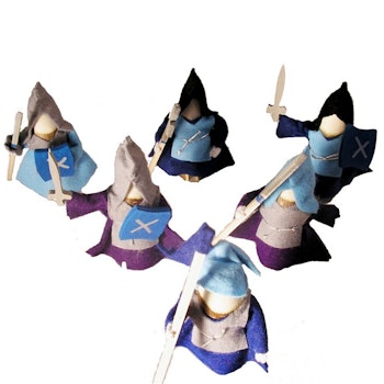 6 Ritter Holzpuppen zum Biegen blau