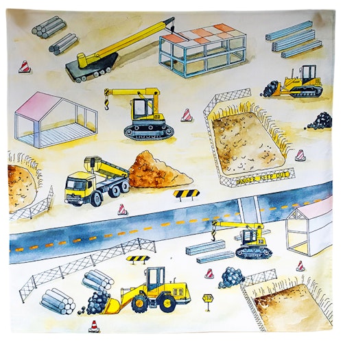 Spieltuch Bio-Baumwolle Baustelle 100 x 100 cm
