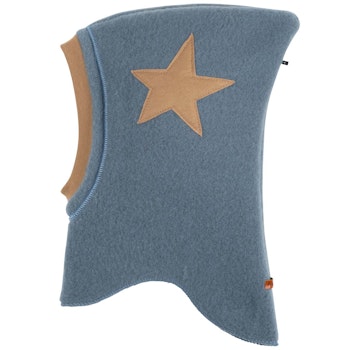 Woll Schlupfmütze Stern-Aufnäher blau