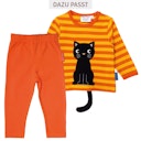 Vorschaubild Gestreiftes Langarmshirt Katzen-Applikation pink