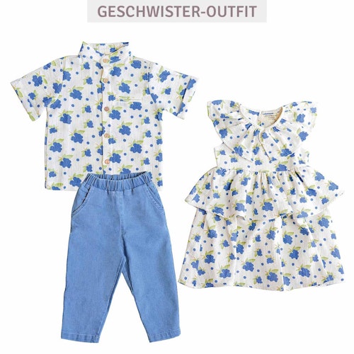Leichtes Musselin Rüschenkleid Herzen