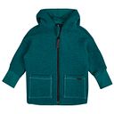 Vorschaubild Schurwolle Fleece Kapuzenjacke petrol