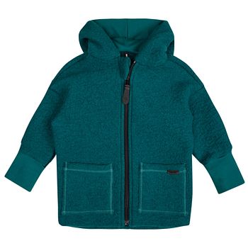 Schurwolle Fleece Kapuzenjacke petrol