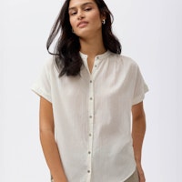 Damen Kurzarm-Bluse weiß