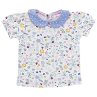 T-Shirt Blumen Kragen Punkte