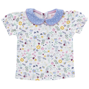 T-Shirt Blumen Kragen Punkte