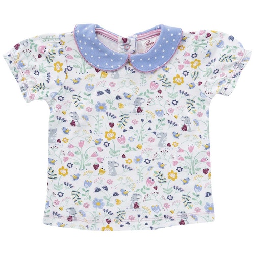 T-Shirt Blumen Kragen Punkte