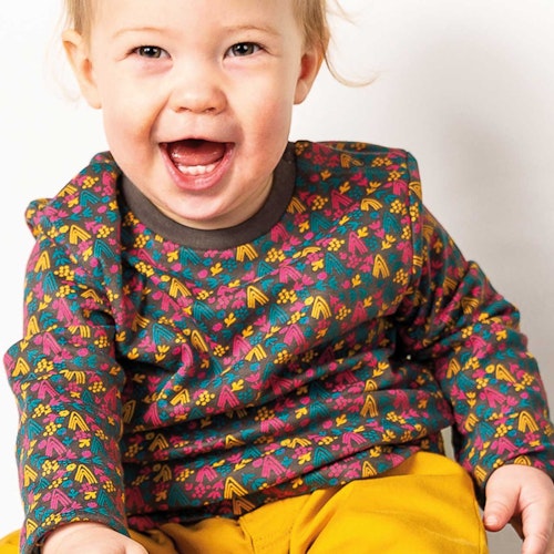 Robustes Langarmshirt Blumen Druck