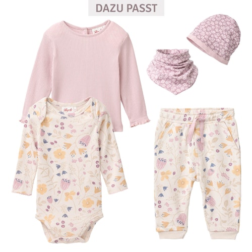 Edles Ripp Langarmshirt Blümchen