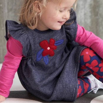 Sweat Kleidchen Blume navy meliert