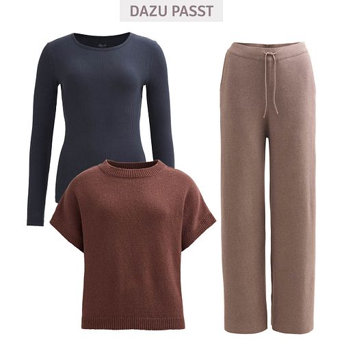 Damen Langarmshirt gerippt blau