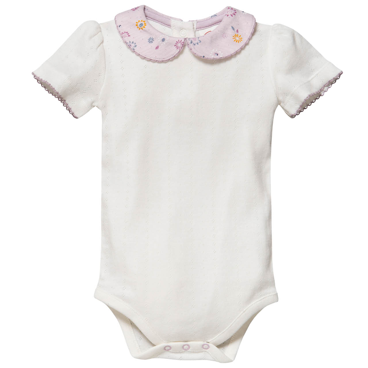 Edler Ajour Kurzarmbody Blumenkragen