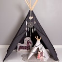 Vorschaubild Kinder Tipi Bio Baumwolle 135 x 135 x 150 cm anthrazit