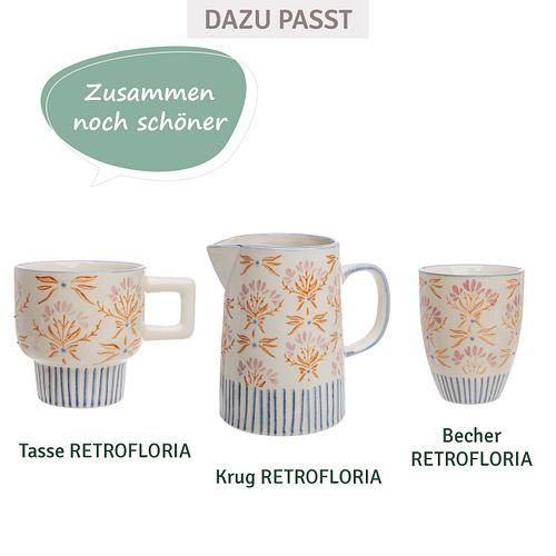 Tasse RETROFLORIA Blumen orange 250 ml stapelbar
