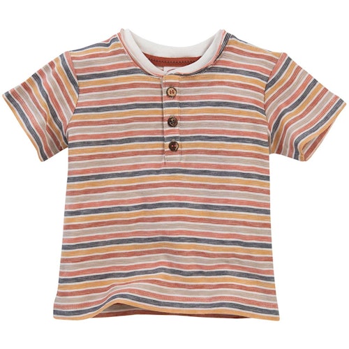 Leichtes Henley T-Shirt Ringel