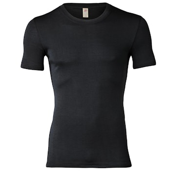 Herren Wolle Seide kurzarm Shirt schwarz