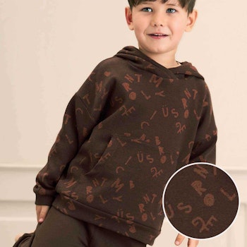 Sweat Hoodie Buchstaben kaffeebraun