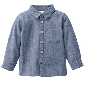 Langarmhemd jeansblau kariert