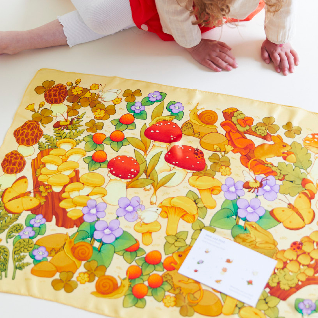 Spieltuch Seide Pilze Suchbild 53 x 71 cm