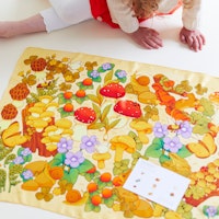 Spieltuch Seide Pilze Suchbild 53 x 71 cm