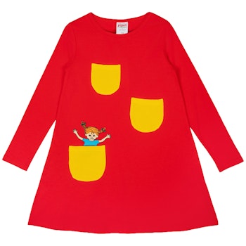 Langarmkleid A-Linie Pippi Langstrumpf rot