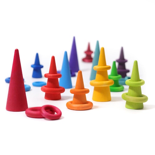 24 Bauringe Holzringe Regenbogen