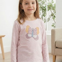 Weiches Langarmshirt Schmetterling rosa geringelt