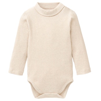Rippe Stehkragen Langarmbody beige