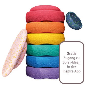 Stapelstein® Spring Special Rainbow Set classic, Balanceboard + gratis Mini